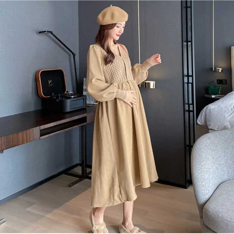 materni Dress Japanese New pregnant women clothing Loose Long Sleeve pregnancy photoshoot dress Vintage vestidos de fotografiaXJ241213