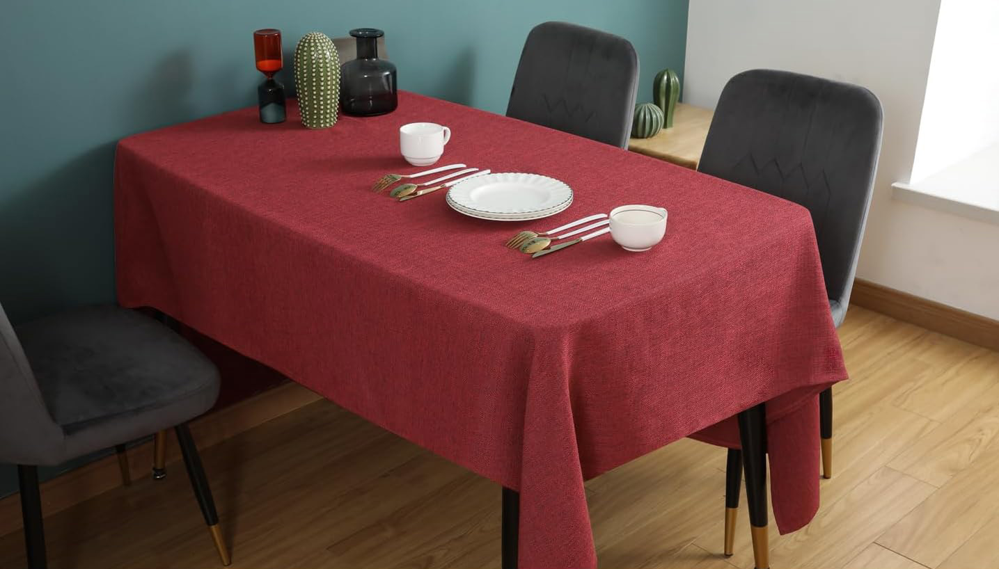 Natural Linen Cotton and Linen Rectangular Tablecloth Household Soft Waterproof and Anti-fouling Solid Color Simple Fabric Tablecloth a-1
