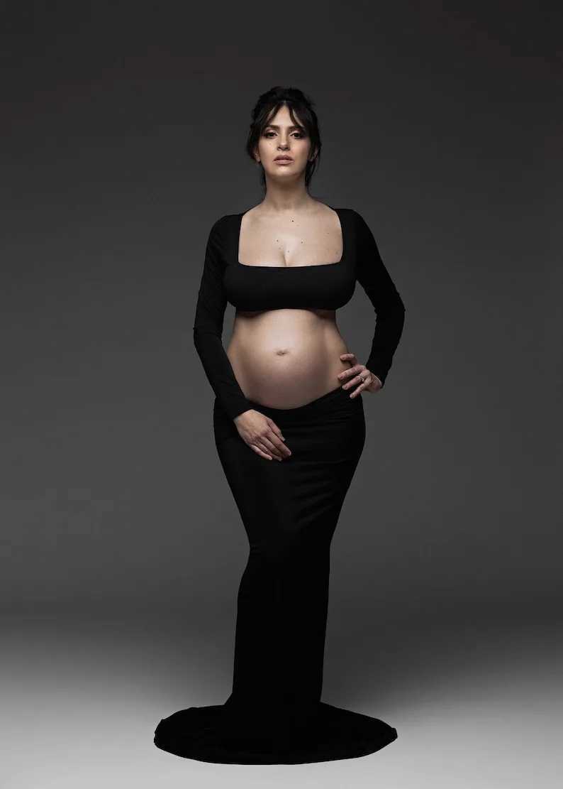 Materni Dresses For Photoshoot Sexy Cut Out Front Open Backless Maxi Dress Wedding Par Photography Pregnant Women ClothesXJ241213