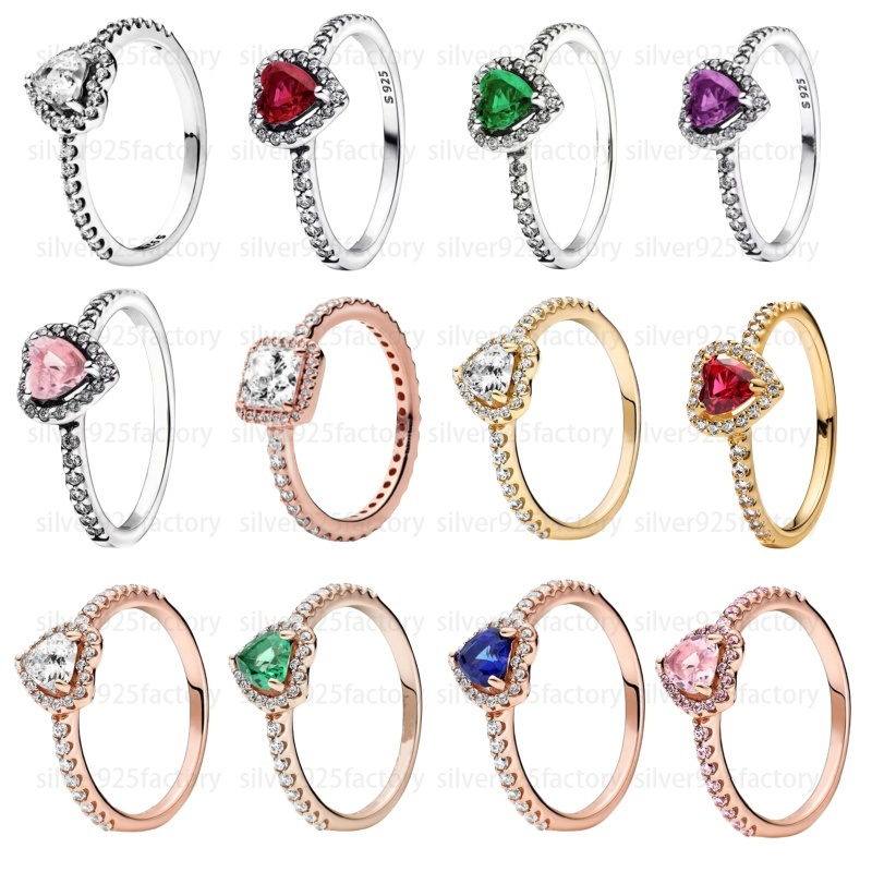 With box Designer Ring for women classic pink Heart Love Series red Diamond ring 925 Silver Ring high quality Wedding Rings rose gold Rings Luxury jewelry gifts