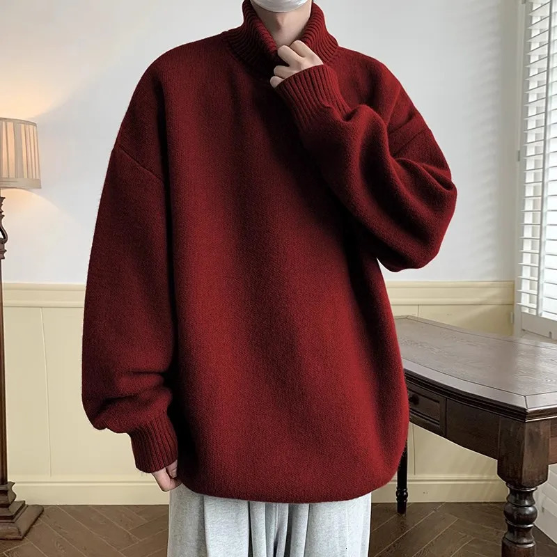 Autumn Winter Men Turtleneck Sweaters Mens Oversized Warm Sweater Women Knitted Jumpers Vintage Pullovers Clothing 241213