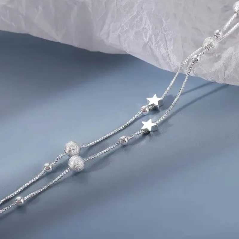 Original 925 Sterling Silver Stars Bead Bracelets for Women Korean Adjustable Charm Lucky Bead Bracelet Luxury Party JewelryXJ241214