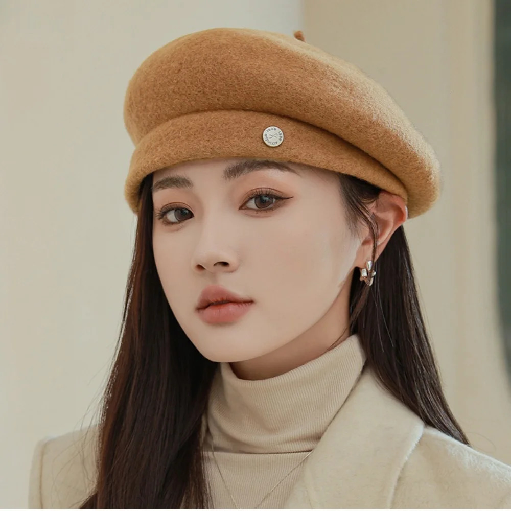Perfect solid wool felt fabric Beanies beret retro pography fancy hat makeup fashion modern women 241210