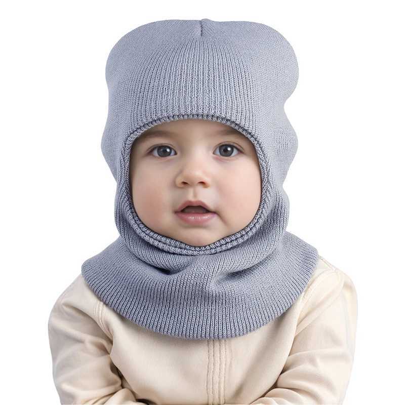 Winter Baby Balaclava Hat Warm Knitted Wool Bean Hat Scarf Integrated Childrens Ear Protection Hat Baby Neck Cap 1-7Y W241213