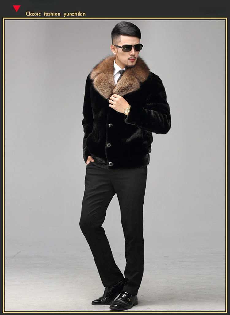 2022 Winter Mens Artificial Mink Coat 2022 casual plus size solid color jacket warm and fashionable ultra-thin jacket Z86 W241213