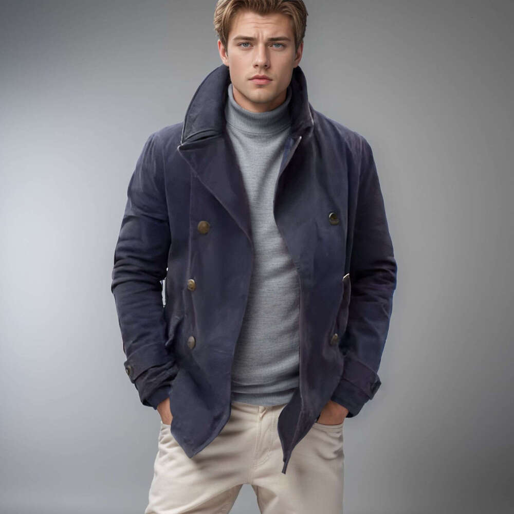 European And American New Casual Fashion Cardigan Solid Color Jacket Men's Windbreaker Fashionable Quality Classic
