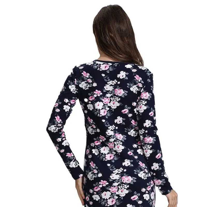 Autumn Winter Materni Dress Long Sleeve Stretch Cotton Breastfeeding Dress Printing Long Sleeve Lactation Nursing DressesXJ241213