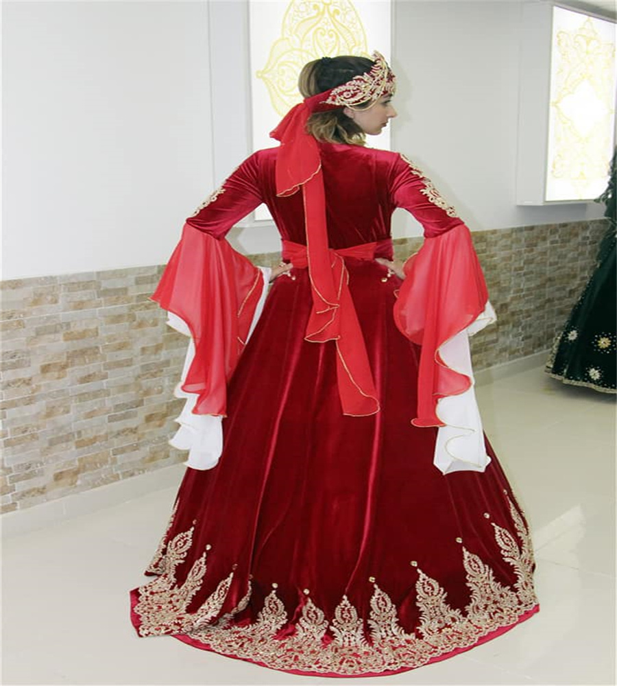 Traditional Moroccan Kaftan Evening Dress Red Luxury Beaded Lace Turkish Prom Dresses Long Sleeve Formal Ceremony Vestio De Novias Elegant Birthday Pa