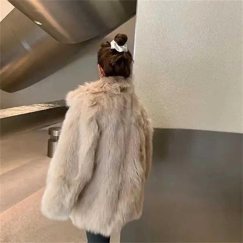 4XL 2024 Winter Quilted New Wool Grass Coat One Piece Fur Coat Womens Thick Jacket Womens Long Fur Coat X241214