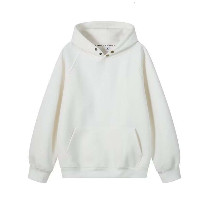 Autumn And Winter Trendy Brand American Double Button Hoodie Solid Color Heavy Loose Top Men's Plush Coat