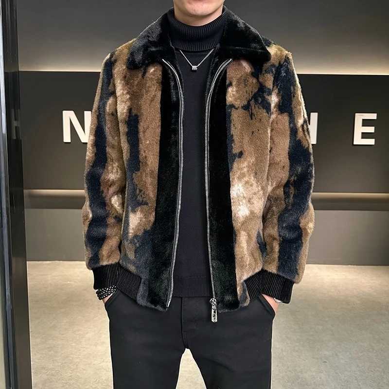 Winter clothing mens artificial leather jacket mens high-quality mink fur thick wool fur jacket Jaqueta De Couro Masculina W241213