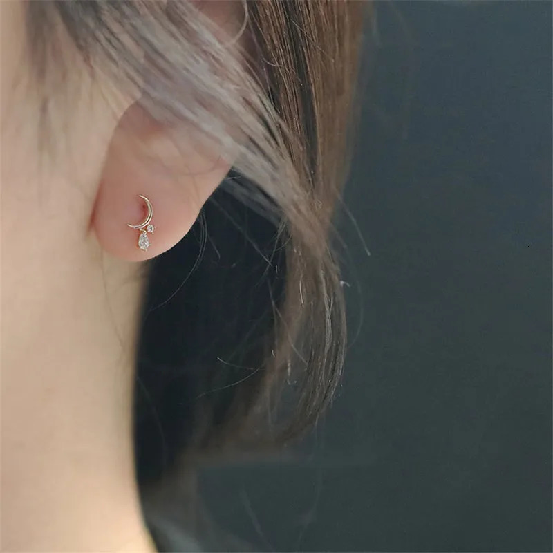 HI WOMAN 925 Sterling Silver Korean Moon Tassel Zircon Earrings for Woman Wedding Jewelry Gift 241214