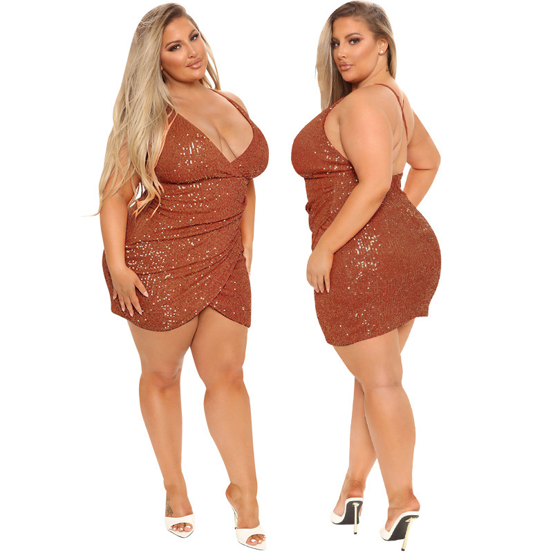 Women's Sequined Hanging Bag Dress, New High-quality Short Dress Nightclub Style