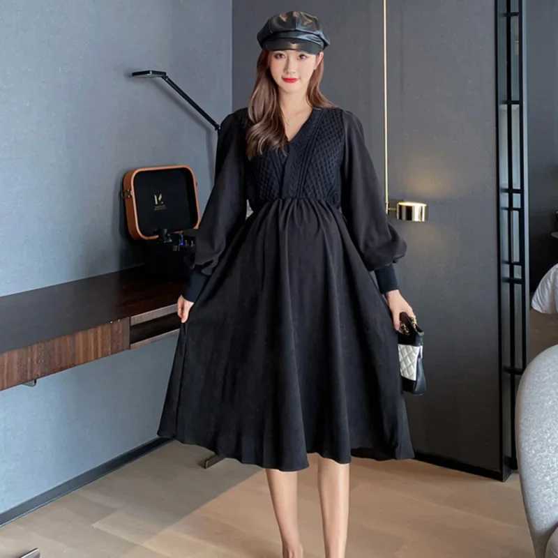 materni Dress Japanese New pregnant women clothing Loose Long Sleeve pregnancy photoshoot dress Vintage vestidos de fotografiaXJ241213