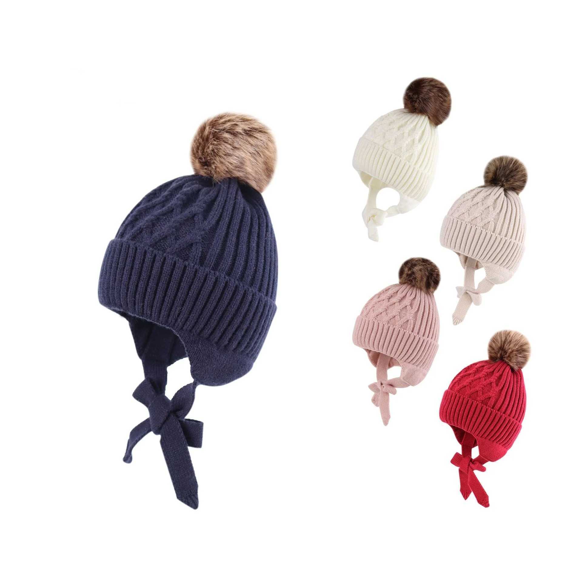 Children children baby hats winter warm childrens earmuffs cute childrens pull caps baby hats W241213