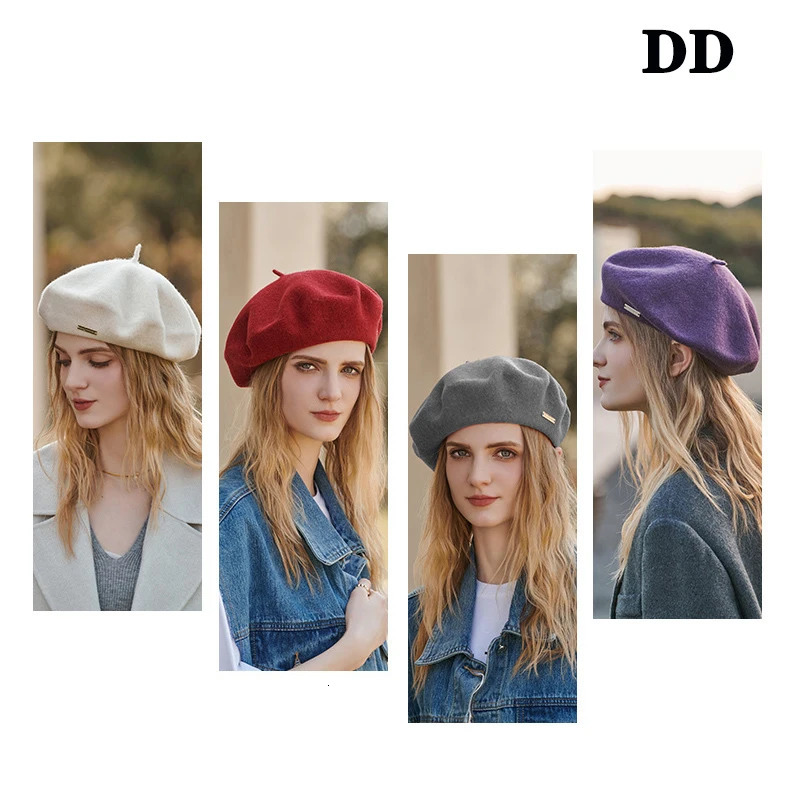 High Quality Women Pure Wool Beret Autumn Winter Fashion Elegant French Artist Woolen Cap Female Warm Thick Versatile Hat Ladies 241214