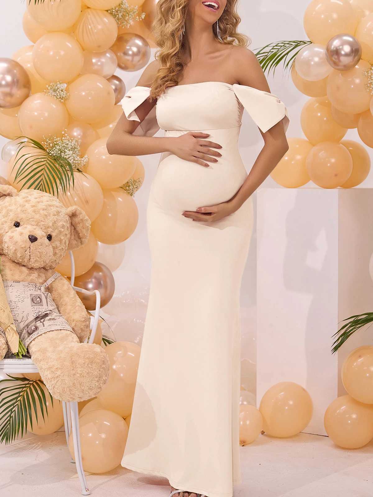 ItsRoya Bow Off Shoulder Materni Dresses Photoshoot Backless Elegant Par Evening Mermaid Gowns Slim Solid Pregnant ClothesXJ241213
