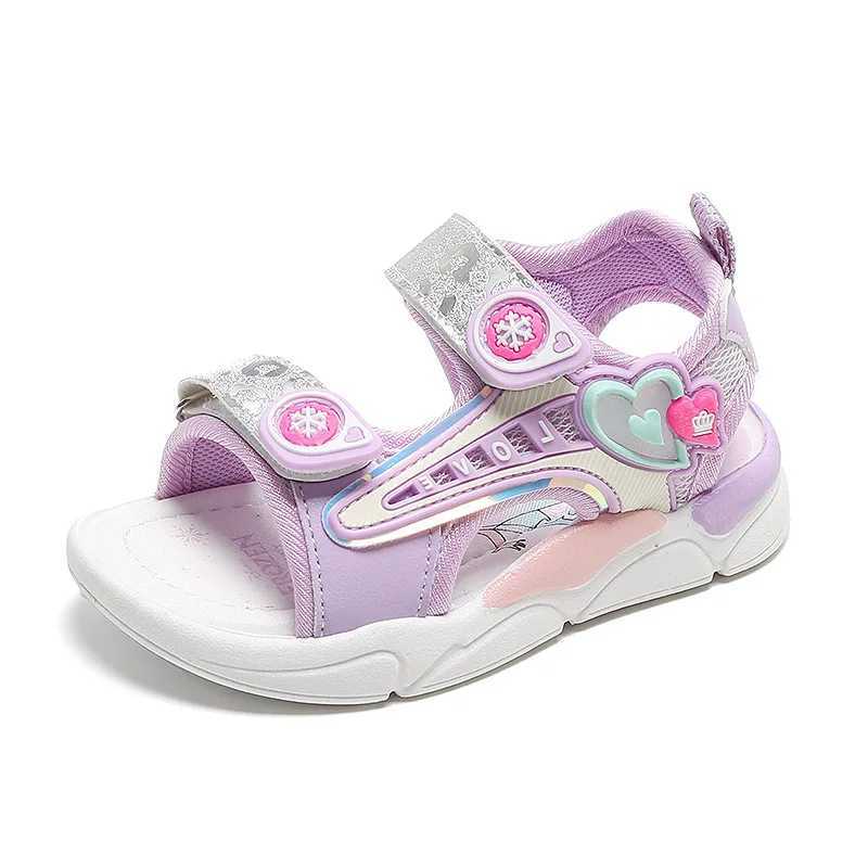 Sandals Sandalias Princess Sandals Summer New Cartoon Girl Shoe Soft Sole Baby Sandals Fashion Beach Shoe Flat Sandals Kid Shoe H241213