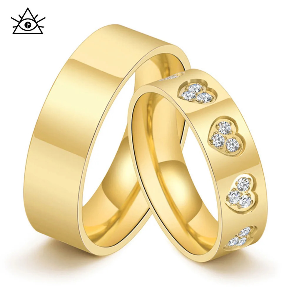 Korean Style Men And Women Love Inlaid White Stone Steel Ring Personality Simple Couple Jewelry Rings 241213