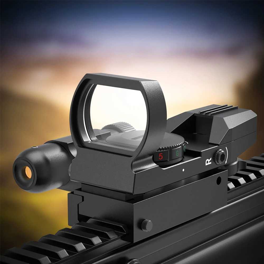 Red Green Dot Sight Laser Scope Tactical Rifscope Hunting Optics Red Dot Sight 4 Retic Scope Collimator Sight for 11mm/20mmXJ241214