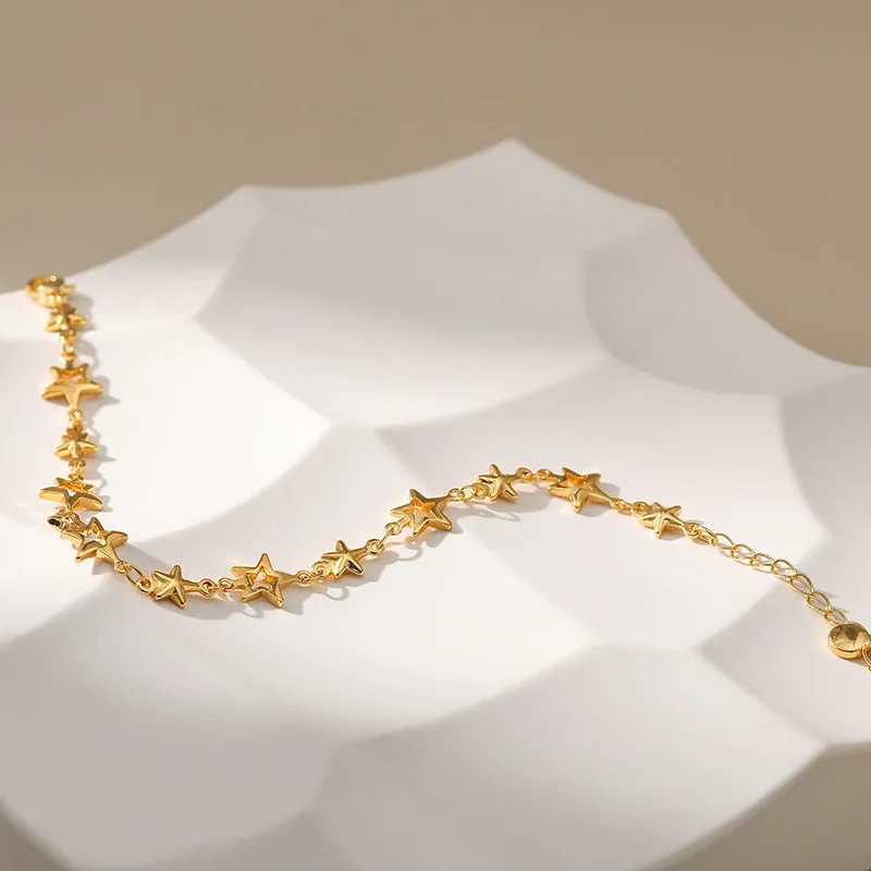 Stainl Steel Metal Hollow Star Chain Bracelets For Man Women Gold Silver Color Pentagram Pendant Bracelet Jewelry GiftsXJ241214