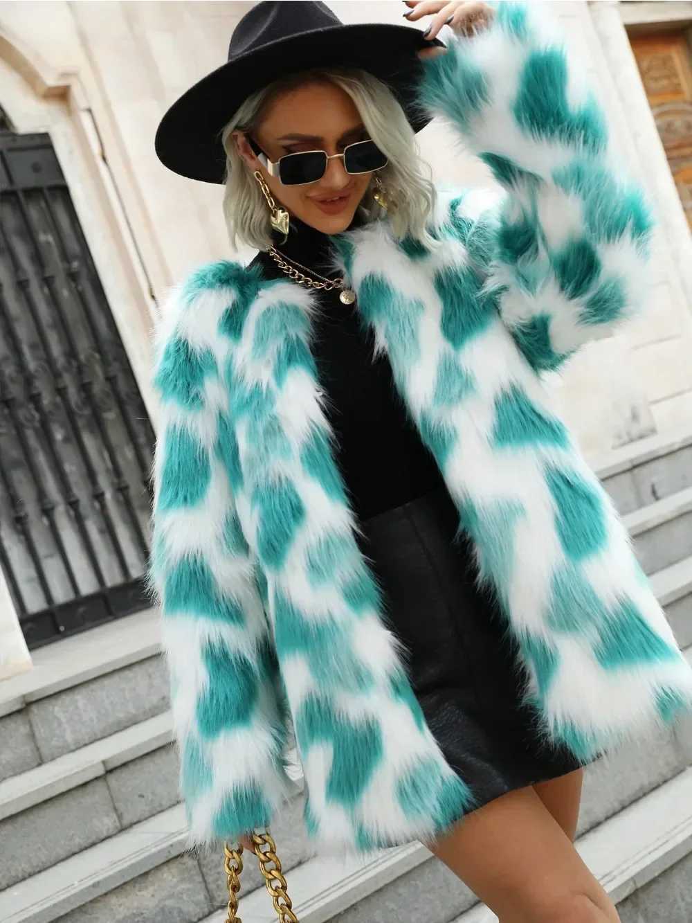 Womens warm faux fur coat winter casual jacket fur coat windproof jacket womens thick fluffy luxury jacket 2024 X241214