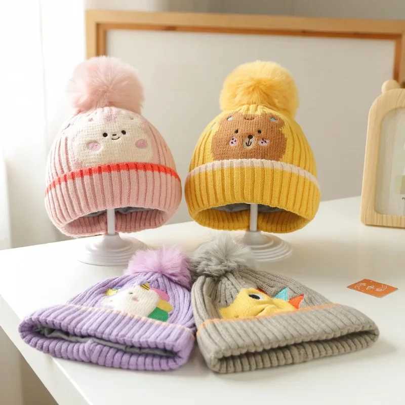 Autumn Winter Warm Beanie for Kids Boy Girl Cute Dinosaurs Bear Crochet Bonnet Baby Photogrpahy Props Hat W241213