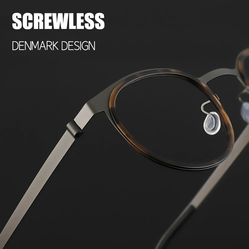 Denmark Screwless Ultralight Glasses Frame Men Women Vintage Round Eyewear Eyeglasses 9704 241213