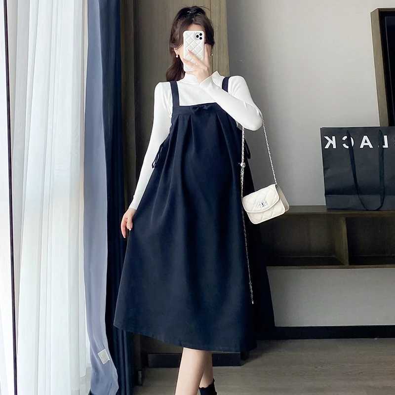2025 New Year Materni Dress Red Strap Dress with Bow Plus Size Pregnant Woman Par Dress Sleeveless Pregnancy A-line DressesXJ241213