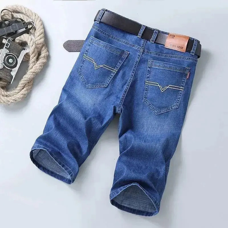 Summer mens short denim jeans thin casual cool pants stretch daily high quality comer 241211