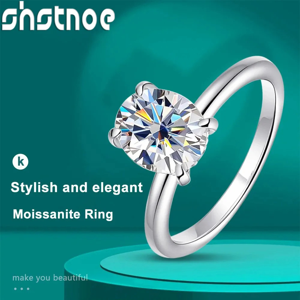 SHSTONE D VVS1 Oval Rings 4 Prong Setting Classic jewelry Women Engagement Wedding 925 Sliver Ring GRA Certificate 241214