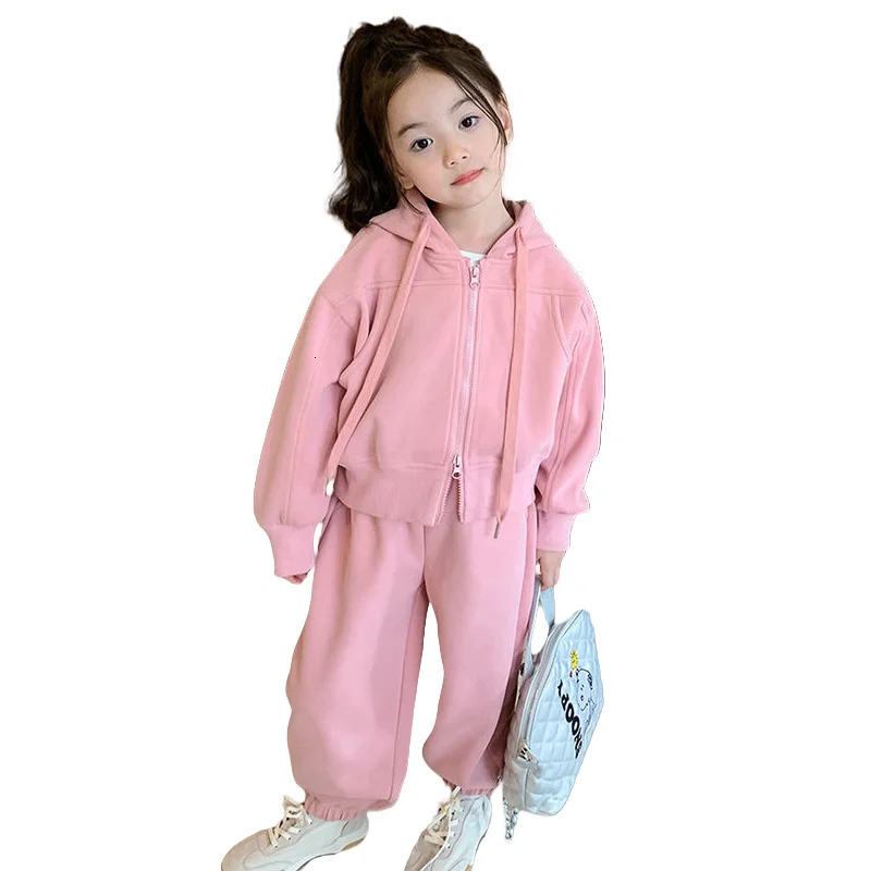 Girls Coat Pants Kids Suits 2PCSSet Cotton 2024 Fashion Spring Autumn Cotton Tracksuit School Suits Christmas Gift Children Cl 241213