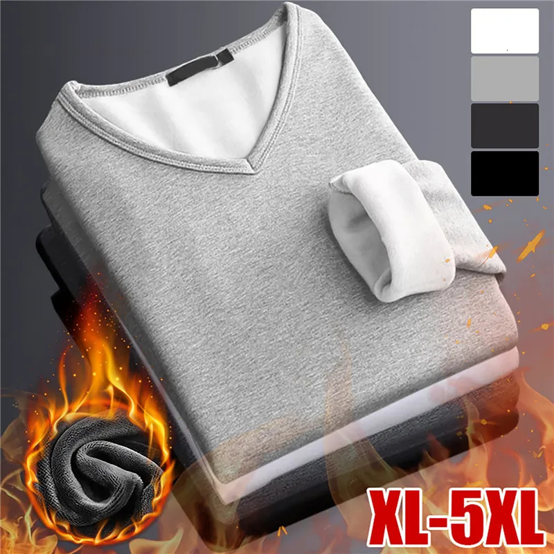 Winter thermal underwear mens long sleeved wool thick top for weight loss seamless clothing casual drawstring pajamas 241211