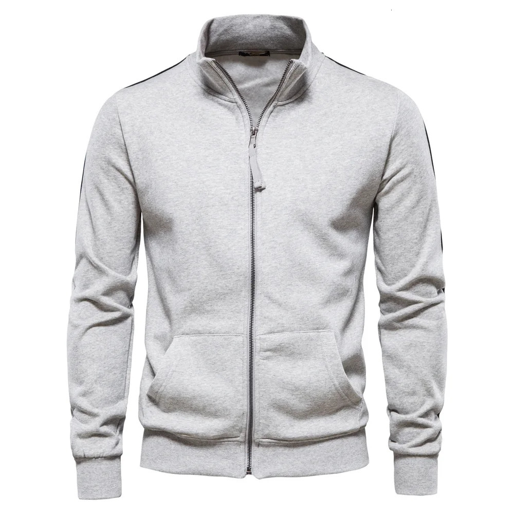 Autumn Mens Long Sleeves Zipper Knit Thin Fashion Hoodies Sweatshirt Solid Color Sport Cardigan Top Slim Fit Mens Clothing 241214