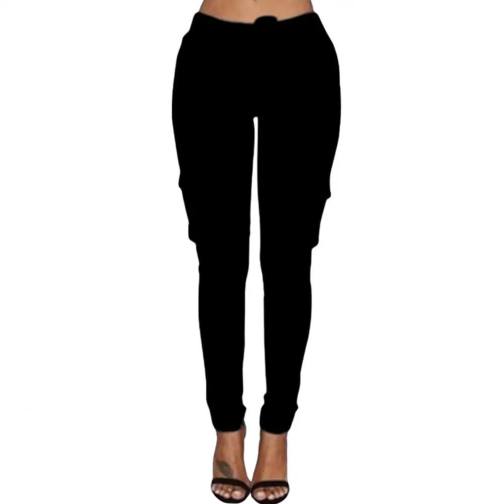 plus size woman high waist pants Solid Skinny Cargo Pants Pockets Drawstring Joggers Trousers Summer Leggings Casual Pencil 241212