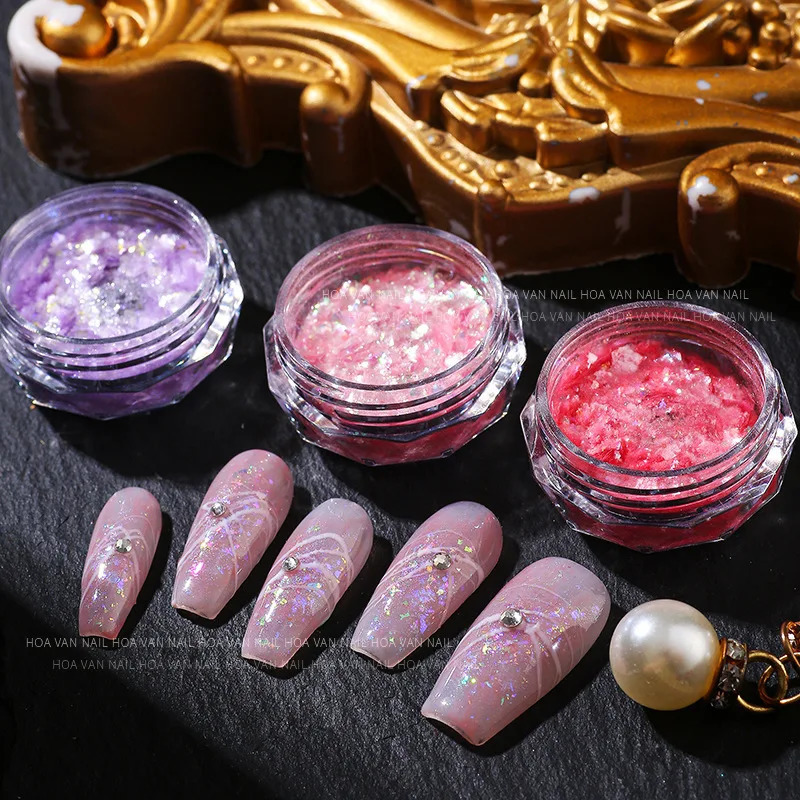 1Pc ultrathin nail art glitter powder Aurora opal decoration 12 color handmade 241213