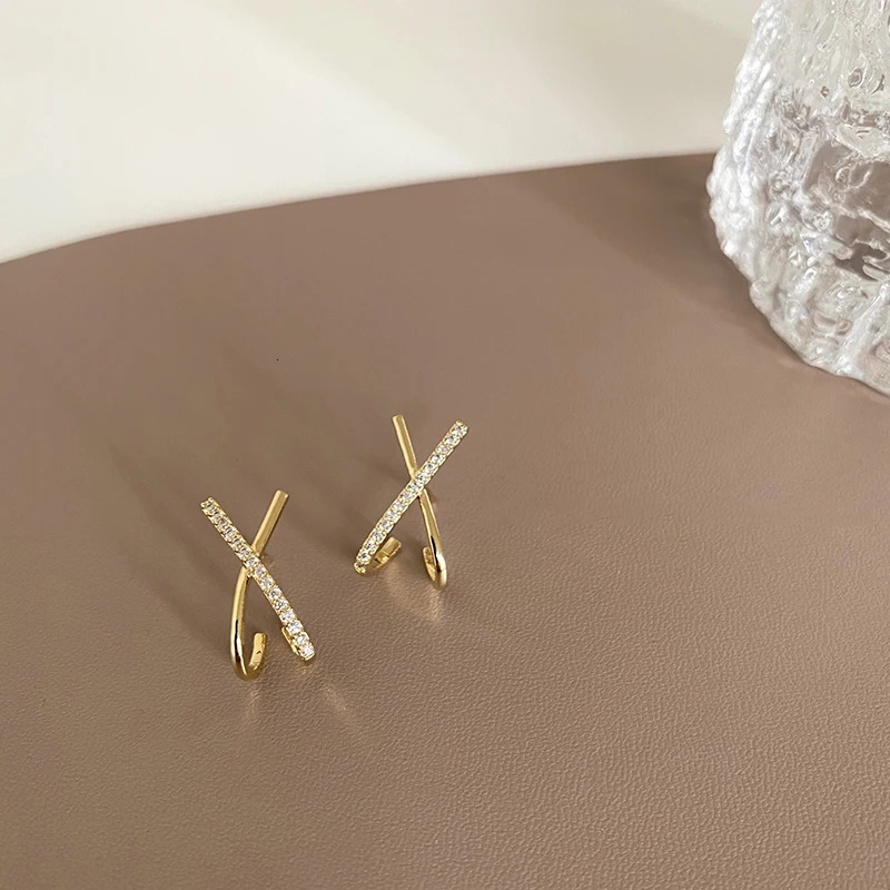 Anziw Trendy Cross X Stud Earrings S925 Silver for Women Piercing Ear Earring Fashion Fine Jewelry Gift Valentines 241214
