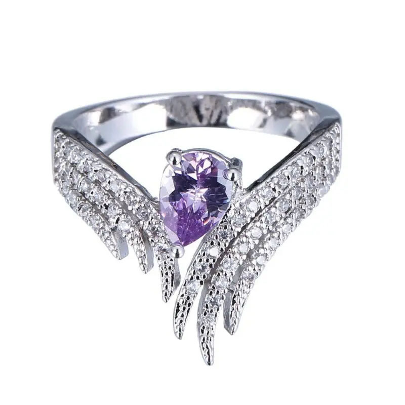 Choucong Drop Ship Ins Top Sell Wedding Rings Luxury Jewelry 925 Sterling Silver Fill Water Drop Multicolor Zircon CZ Diamond Party Eternity Women Win