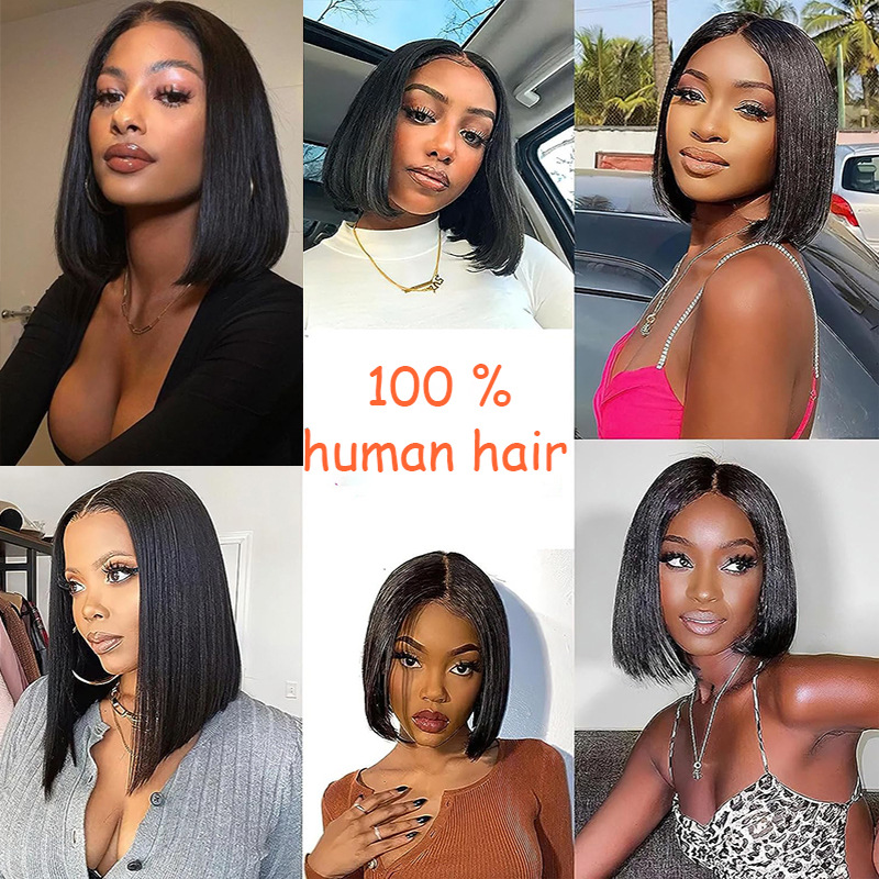 4X4 Glueless Lace Bob Wig Silky Straight Brazilian Human Hair 10-16inch Natural Color Peruvian Virgin Hair Wigs Middle Part