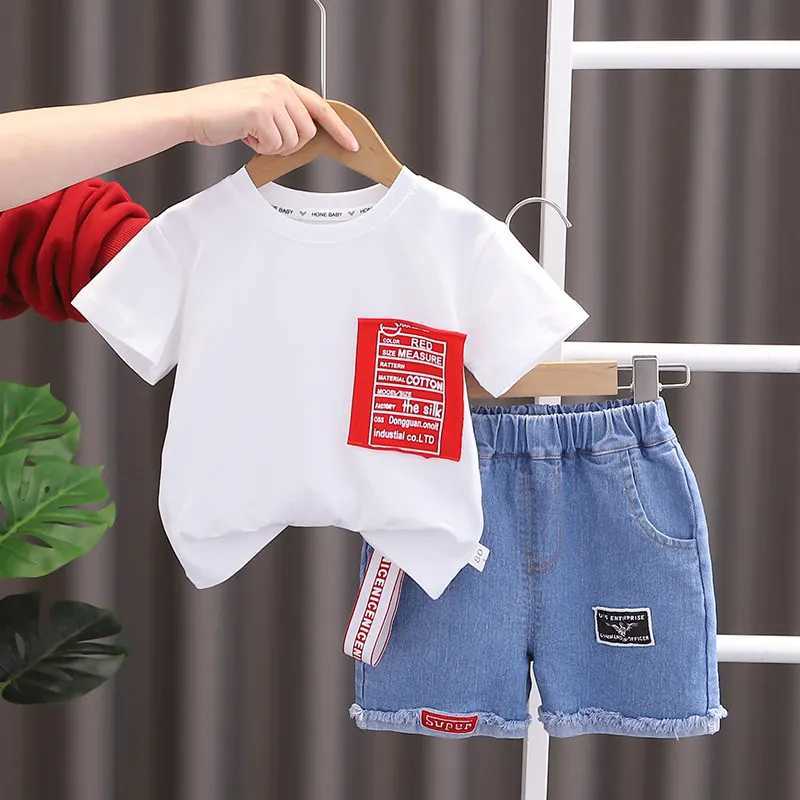 Clothing Sets New Baby Summer Clothing Toddler Children Boy Short Sleeve Causal Letter T-shirt Pants Fashion Infant Clothes 2pcs/Set Tracksuit H241214
