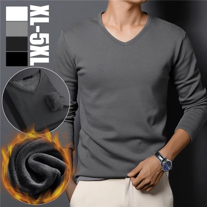 Winter thermal underwear mens long sleeved wool thick top for weight loss seamless clothing casual drawstring pajamas 241211