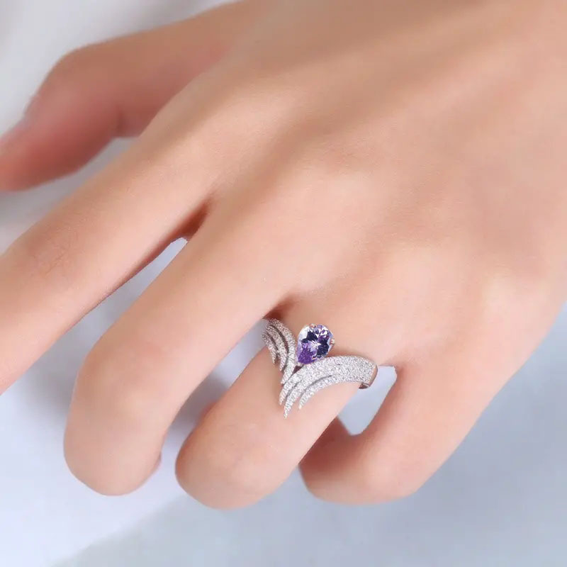 Choucong Drop Ship Ins Top Sell Wedding Rings Luxury Jewelry 925 Sterling Silver Fill Water Drop Multicolor Zircon CZ Diamond Party Eternity Women Win