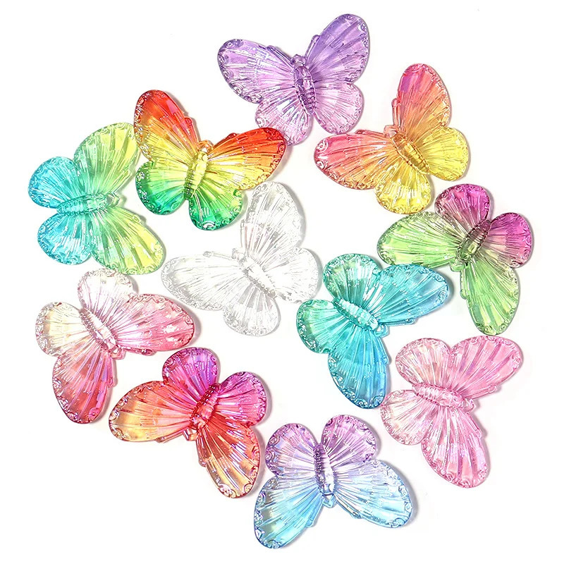 1040 pieces of acrylic butterfly beads decorated with colorful transparent loose spacing used for DIY making bracelets necklaces accessories 241212