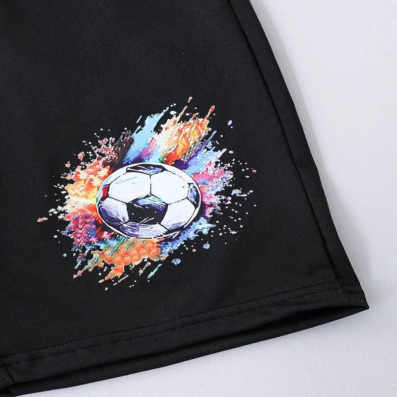 Clothing Sets Summer Baby Girl Clothes Kid Boy Football Printing T-Shirts Pants Suit Children Short Sleeve Top and Bottom 2 Pieces Set H241214