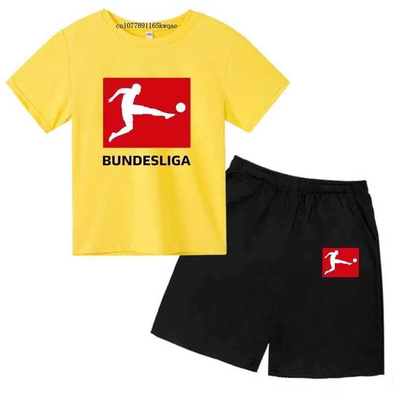 Clothing Sets Kids BUNDESLIGA Print Summer Sweat-wicking T-shirts+Pants 2pcs Sporty Suits 2-13 Years Boys Girls Leisure Outfits Children Sets H241214