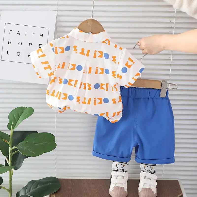 Clothing Sets New Children Casual Clothes Suit Summer Boys Girls Printe Letters Shirt Shorts 2Pcs/Set Kids Toddler Clothing Infant 0-5 Years H241214
