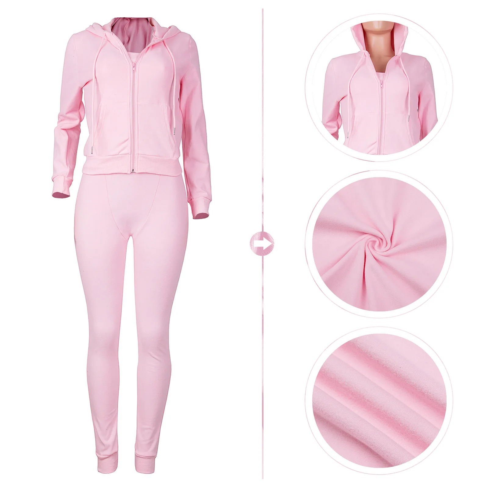 Women Thick Fleece 3 Piece Set Sweatpants Vest Hoodies Jackets Fall Winter Jogger y Outfit Sweatsuit Tracksuits 241209