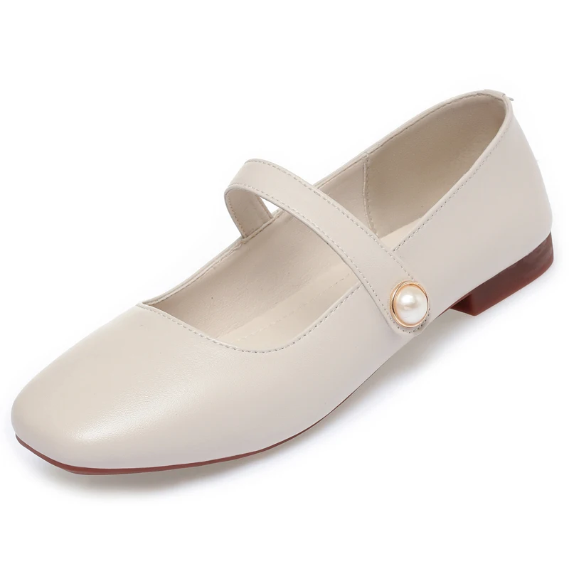 AIYUQI Mary Jane Shoes Women Square Head Genuine Leather Fashion Women's Spring Shoes Ballet Vintage Women's Loafers
