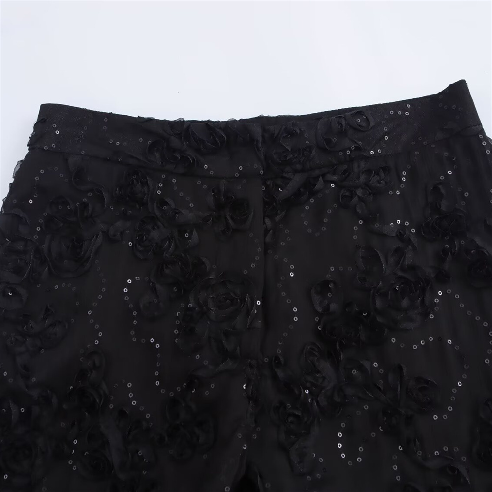 Trautuumn new product women's collar sleeves embroidered bead texture suit jacket high waisted pants