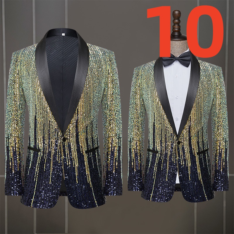k1400 Sequin Suit Jacket Men's Youth Slim Suit Single Western Casual Small Suit